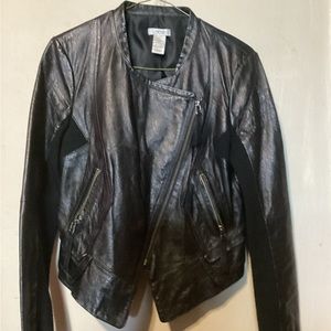 Women’s Cache Moto Style Leather Lightweight Fashion Jacket. Black Size M